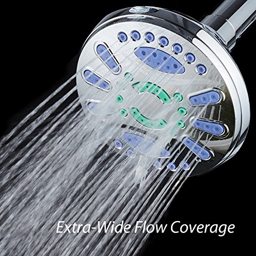 AquaStar Elite High-Pressure 6-setting Extra-Large Luxury Spa Shower Head with Antimicrobial Anti-Clog Jets. Inhibits Growth of Mold, Mildew & Bacteria! / Solid Brass Ball Join / All Chrome Finish - Thumbnail 4