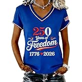 Women's 250 Years V-Neck T-Shirts USA 250Th Anniversary Patriotic Tee