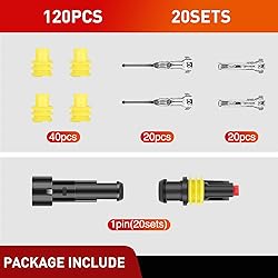 Nilight 120PCS 1 Pin Electrical Connector ‎Plug