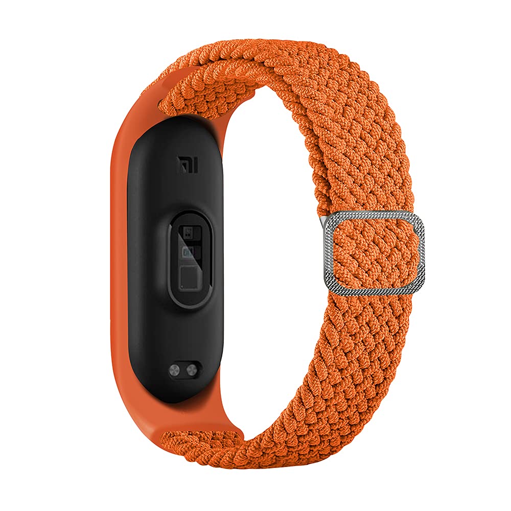 Tiggo Smart Watch Strap compatible for Xiaomi Mi Band 6,Nylon Sport Braided stretch Solo Loop Watch Belt,Replacement Bracelet Wristband Wrist Strap for Xiaomi Mi Band 3 4 5 6 Watch (naranja)