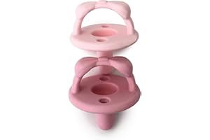 Itzy Ritzy Silicone Pacifiers for Newborn - Soother Pacifiers Feature Collapsible Handle & Two Air Holes for Added Safety; for Ages 0-6 Months, Set of 2 in Light Pink & Dark Pink