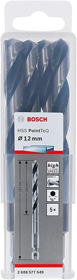 Bosch 10pc PointTeQ Hex Drill Bit 12.0 mm 151 mm 1/4 in Hex Shank Metal