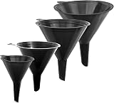 LIQVEE Funnel Set 4 Sizes 122/101/76/50mm Black Food-Grade Plastic