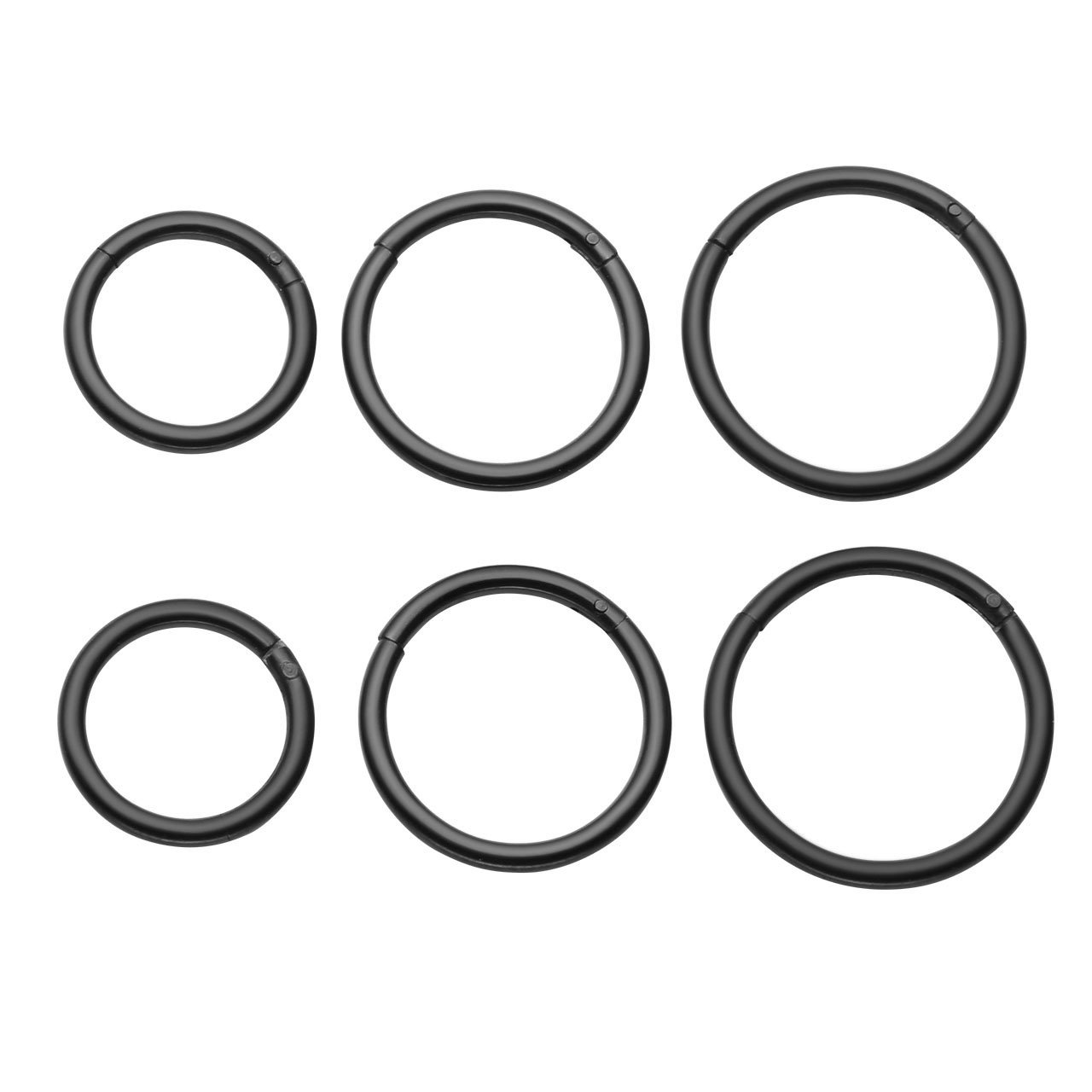 PiercingJak 6-8pcs 16G Stainless Steel Clip on Closure Round Ring Tragus Cartilage Nose Hoop Earring Hoop Septum Piercing 6-10mm