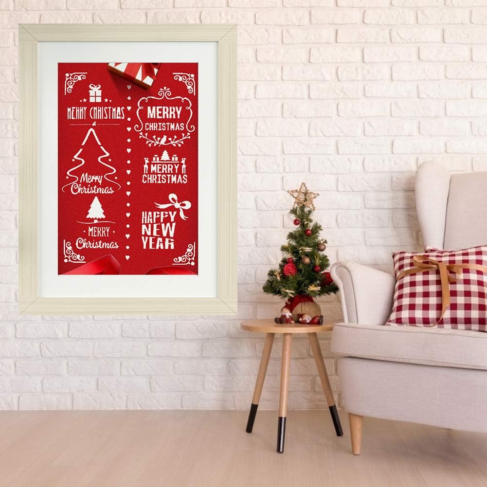 Koogel 7PCS Christmas Stencils, Including 3PCS Winter Stencils and 4PCS Holiday Stencils, Plastic Stencil Template for Planner Diary Card DIY Drawing Painting Craft Projects