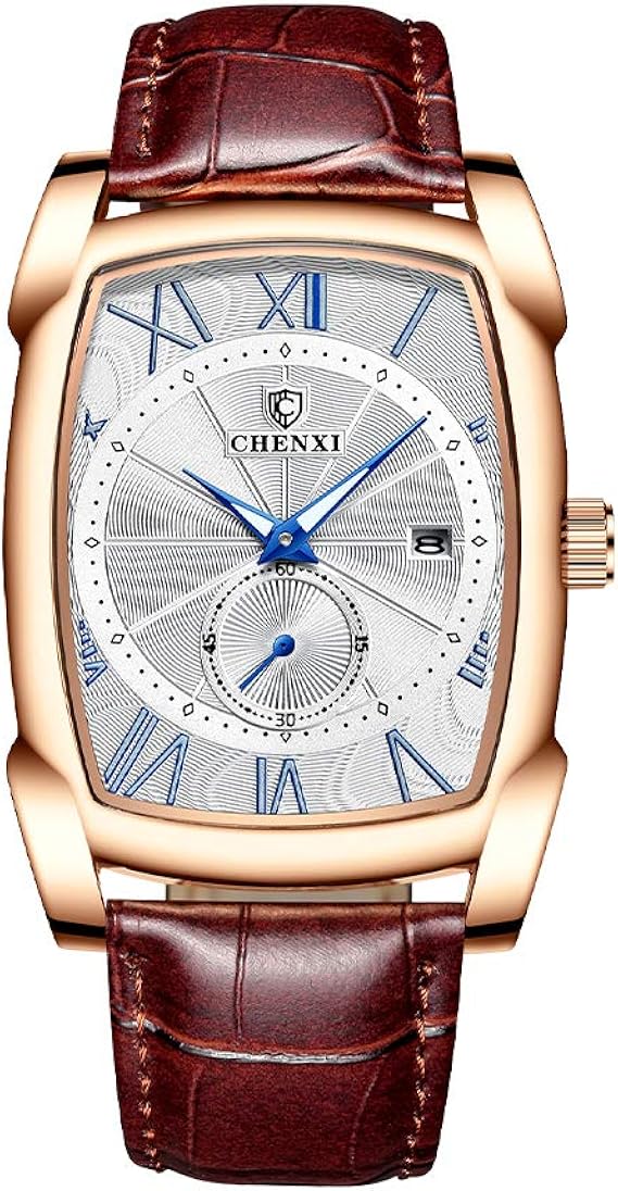 Amazon メンズ腕時計 高級アナログ クォーツ腕時計 日常生活防水 ステンレスバンド Pu革バンド ファッション メンズウォッチ 01金白 ブラウンバンド メンズ腕時計 腕時計 通販