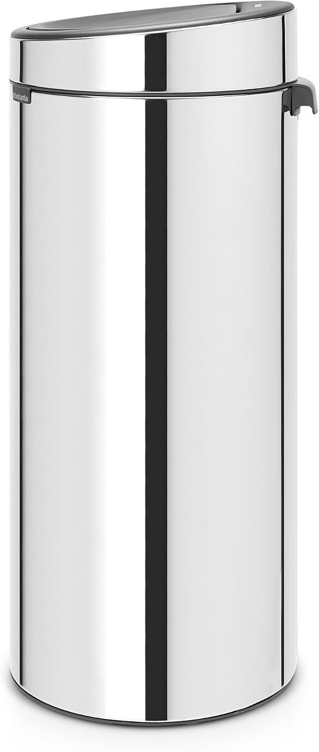 Brabantia 30L Kitchen Touch Bin New (Brilliant Steel) Removable Lid, Soft-Touch Open, Easy Clean Rubbish Waste Bin + Bin Bags - Image 4
