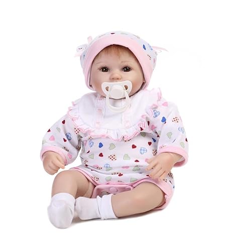 Walmeck-1 Walmeck Doll Reborn Doll Silicone Body Eyes Open with Clothes 16Inch 40Cm Lifelike Toy Heart Romper