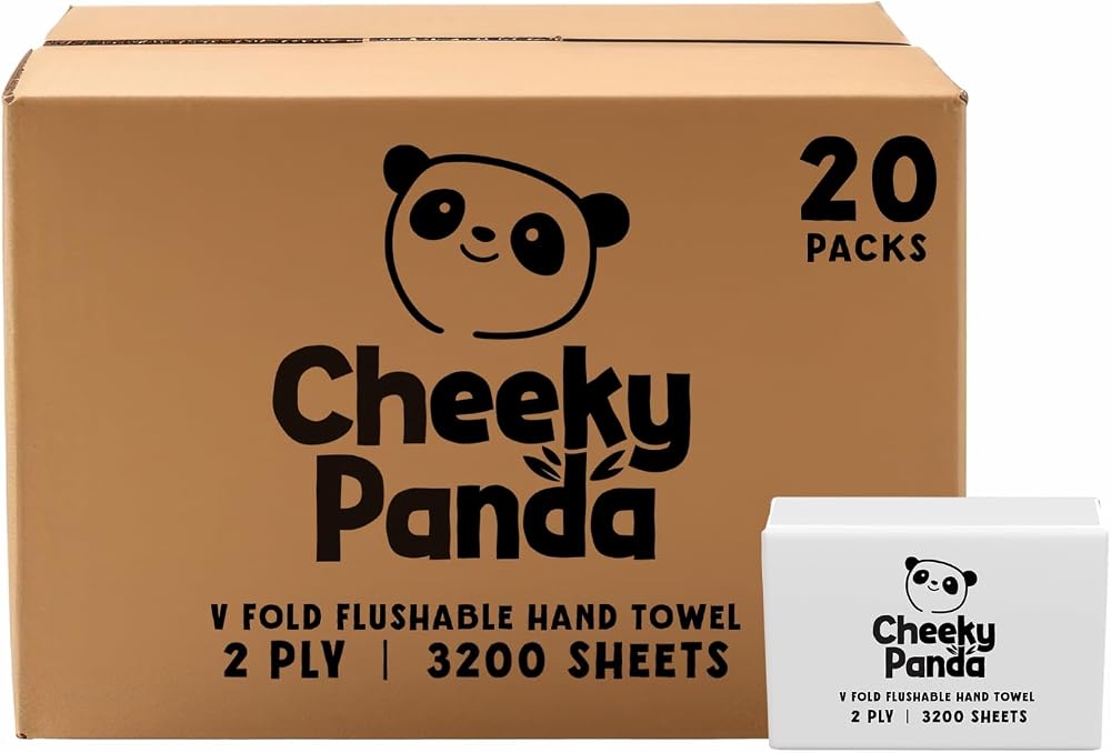 The Cheeky Panda Bamboo V Fold Paper Towels 3200 Sheets 2 Ply 215x215