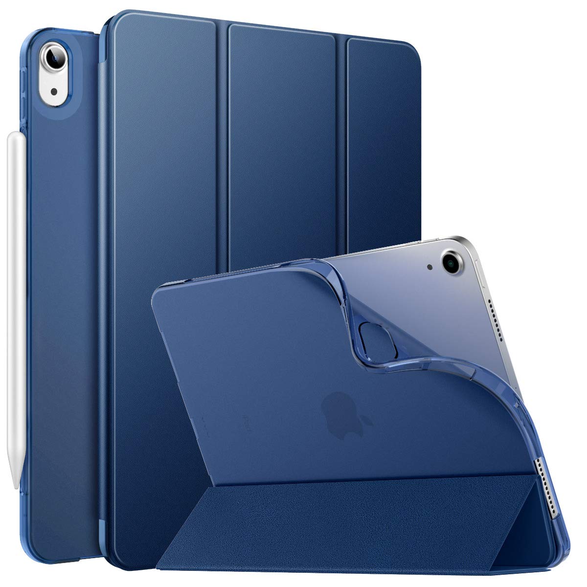 MoKo Case Fit iPad Air Case 5th/4th Generation 2022/2020, Slim Trifold Stand Cover with Soft Frosted Back, Auto Wake/Sleep, Support Touch ID and iPad 2nd Pencil Charging,Navy Blue — image 1
