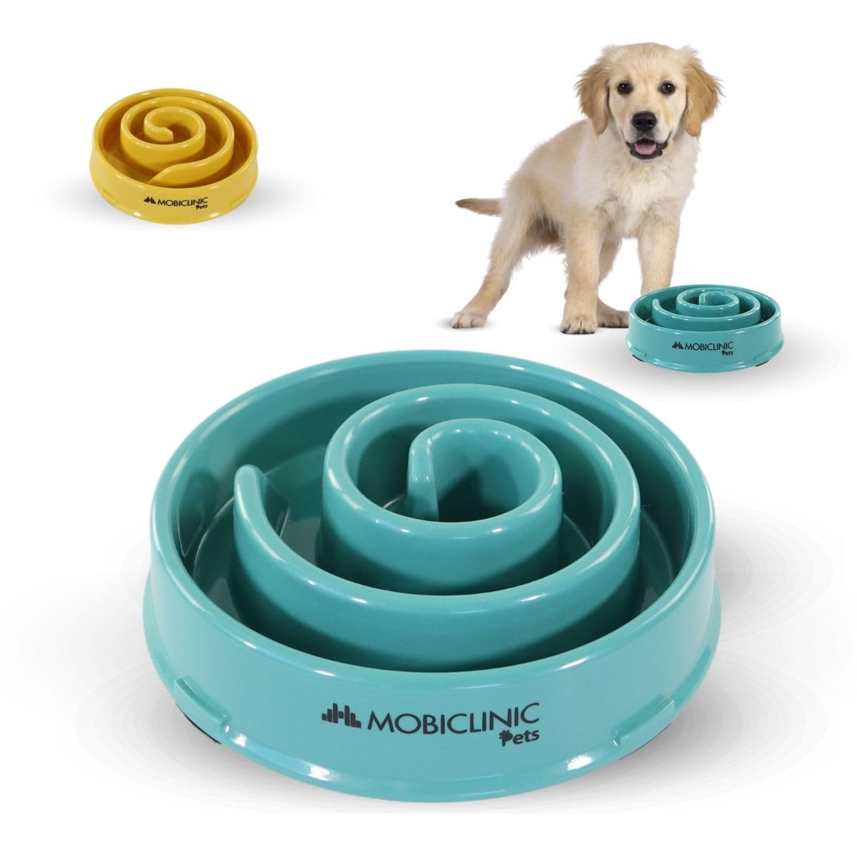 Mobiclinic® Pets, Anti-Slinging Bowl Dogs, Non-Slip, Spiral Shape, Cat and Dog Bowls for Small Medium Size Pets, Digestive, 500 ml, Easy to Clean, Robust and Durable, Pets, Slow Feeder Dog Bowl