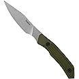 Kershaw Deschutes Caper Hunting Knife, Sharp D2 Stainless Steel Blade, Full Tang Fixed Blade for Caping, Olive Handle with Rubber Overlay, Includes Sheath and Removable Belt Strap