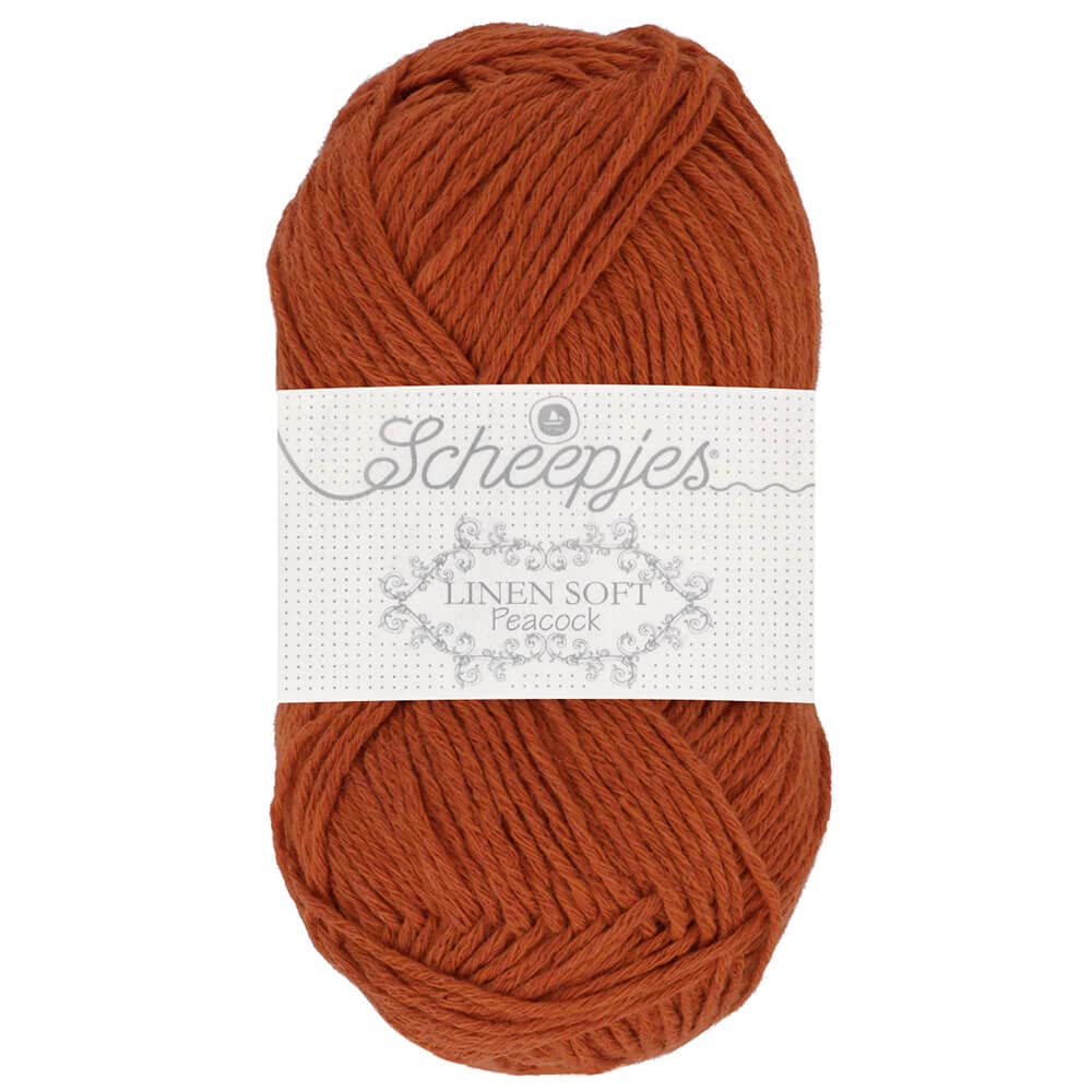 Scheepjes Linen Soft Yarn 50g - 609 Brown for Knitting and Crocheting