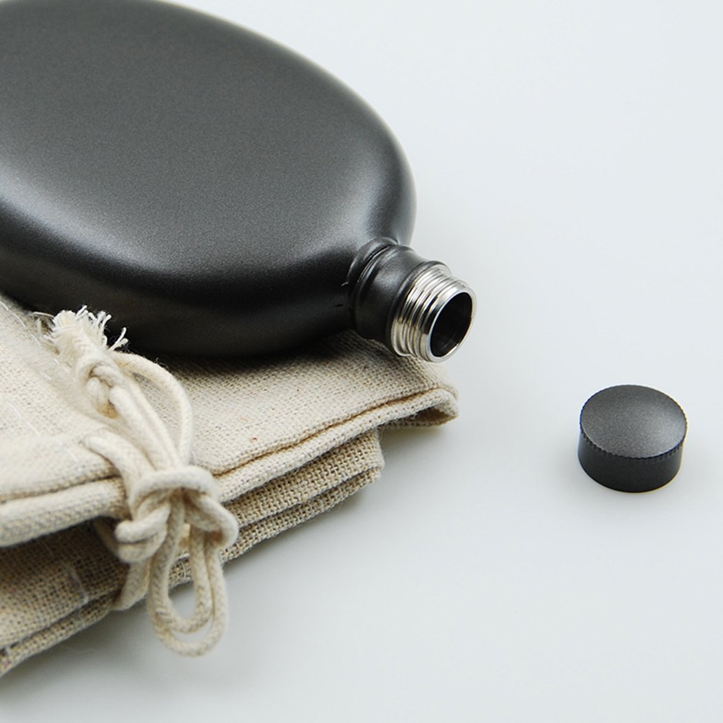 iSavage 3oz 18/8 Stainless Steel Oval Shaped Hip Flask, Popular Gun-Black Painting-YM803