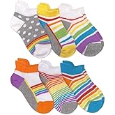 Jefferies Socks Womens Rainbow Pattern Sport Tab Low Cut Ankle Socks 6 Pair Pack
