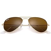 Pro Acme Small Aviator Sunglasses Glass Lens, Classic Metal Frame UV400 Protection for Men Women 55MM