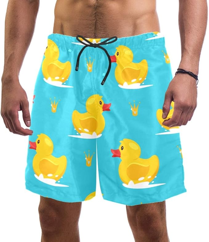 Yellow Rubber Duck Men's Pattern Print Beach Leisure Shorts Surf Pants
