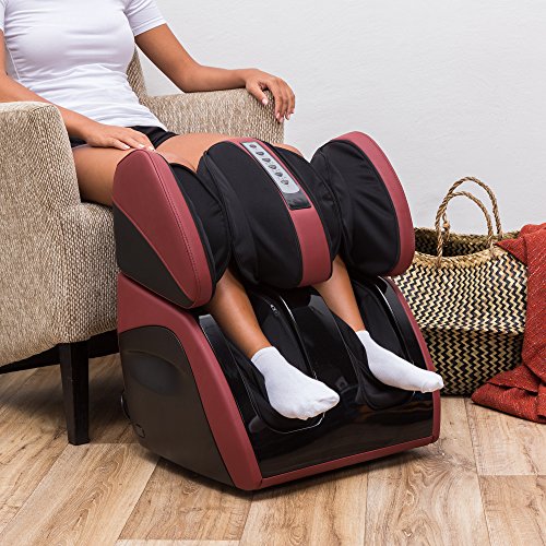 GLOBAL RELAX | VITALZEN PLUS Electric Massager for Feet, Legs, Thighs and Knees | Red I 3 Intensities and Massage Modes I Compression I Heat | Pain Relief | Relaxation