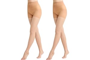 Aaronano 2 Pairs Shaping Footless Tights for Women 40D Semi Opaque Pantyhose Tummy Control Body Shaper