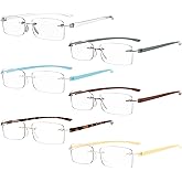 Eyekepper 6-Pack Mix Color Small Lenes Rimless Reading Glasses Women - Frameless Reader Eyeglasses for Men Reading +1.50