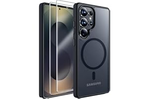 MOZOTER for Samsung Galaxy S25 Ultra Case with Magnetic,[Compatible with MagSafe][12Ft Military Dropproof][2*Screen Protector] Translucent Anti-Slip Back Slim Shockproof Case for S25 Ultra-Black