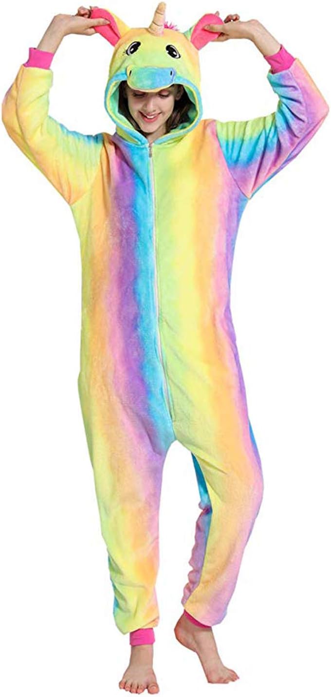Unisex Unicorn Onesie Pajamas Halloween Cosplay Costume Animal Homewear Onepiece
