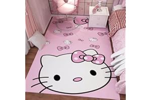 SOFPRO Pink Washable Runner Rug 2' x 5' 3" Cute Cartoon Kitten Face Pattern Non-Slip Area Rugs Kawaii Carpet Home Decor Carpet for Living Room Bedroom Entryway Rug