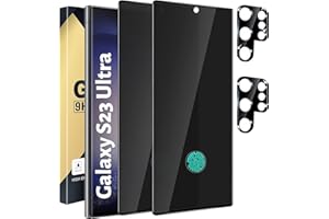 CWQZGUF 2+2 Pack Galaxy S23 Ultra Privacy Screen Protector - 2 Pack Privacy Film + 2 Pack Camera Lens Tempered Glass, High Clarity Bubble Free, Anti-Spy Protection for Samsung S23 Ultra 5G