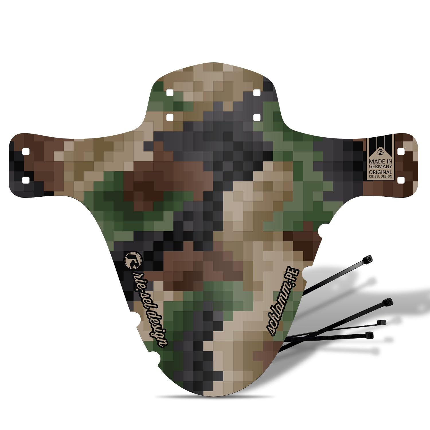 Riesel Design 2023/24 Mudguard Polyethylene MTB Mudguard with Stylish Cable Clamps/Mudguard and Modern Mudguard for All Bike Sizes Camouflage Pixel