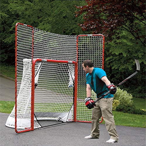EZ Goal 2 in. Folding Steel Hockey Goal with Backstop - Shooter Tutor & Targets - On Goal Net) (Renewed)