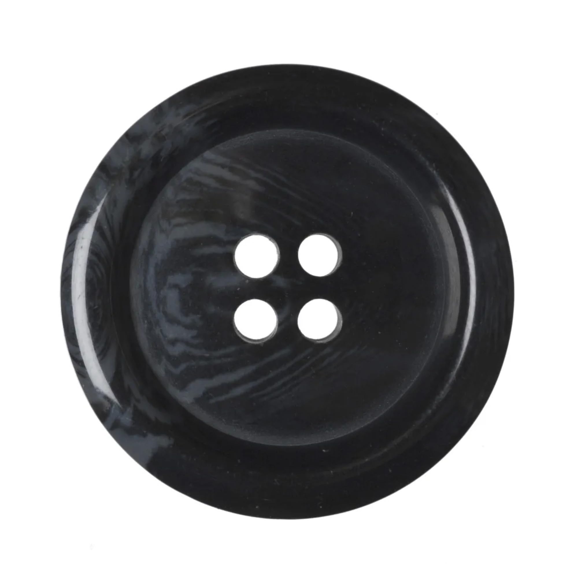 6 Pack Black 23mm Round Faux Horn Plastic Buttons with 4 Holes – Ideal for Coats, Jackets, Cardigans (36L)