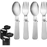 2pcs Folding Spoon &amp; 2pcs Folding Forks for Thermos Funtainer 10oz Food Jar | Stainless Steel Foldable Spork Portable Replacement Fold Utensils Silverware for Travel Camping Picnic Outdoor Activities