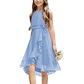 Galawaqe Kids A-Line Halter Neck Chiffon Junior Bridesmaid Dresses Fancy Girl Dress Wedding Elegant Party Gown 5-14 Years