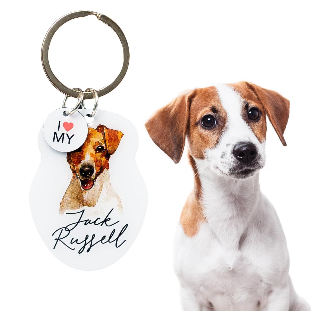 Splosh Pet Keyring Jack Russell | Personalised Dog Keyring | Key Ring Personalised Gift | Customised Gifts for Men Women | Jack Russel Dog Key Chain | Accessory Tag