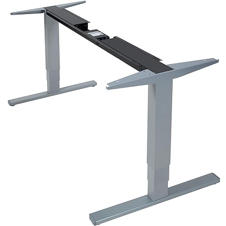 boho möbelwerkstatt Premium Line - TÜV geprüfter, elektrisch stufenlos höhenverstellbarer Schreibtisch in Silber mit Kollisio