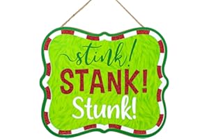 Craig Bachman 10" Wooden Sign: Stink Stank Stunk - Christmas Wreath Tree Decorative Ornament Wooden Sign Wall Door Hanger