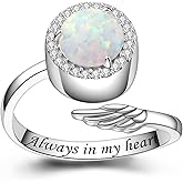 Angel Wing Urn Rings for Ashes for Women - 925 Sterling Silver Open Ashes Keepsake Ring Memorial Cremation Jewelry for Ashes of Loved Ones