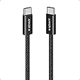 Anker Zolo USB C to USB C Cable, Braided and Dirt-Free Type-C Fast Charging Cable, Slim Connector, for iPhone 16 Series, MacBook (240W) (Black, 3FT)