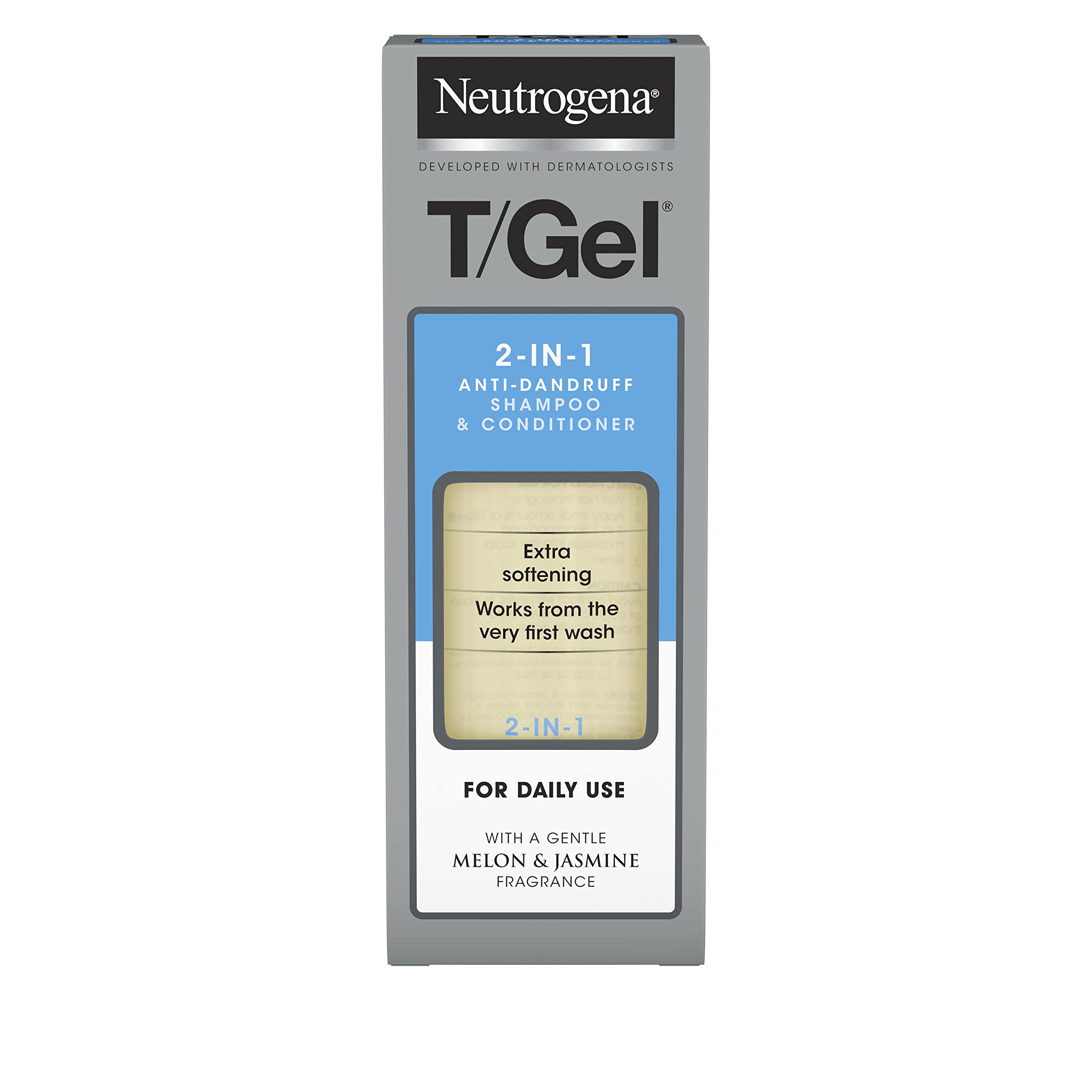 Neutrogena T/Gel 2 in 1 Anti-Dandruff Shampoo and Conditioner (1x 150ml), 2 in 1 Shampoo and Conditioner to Help Fight Dandruff From First Wash, Haircare for Soft, Shiny Healthy-Looking Hair