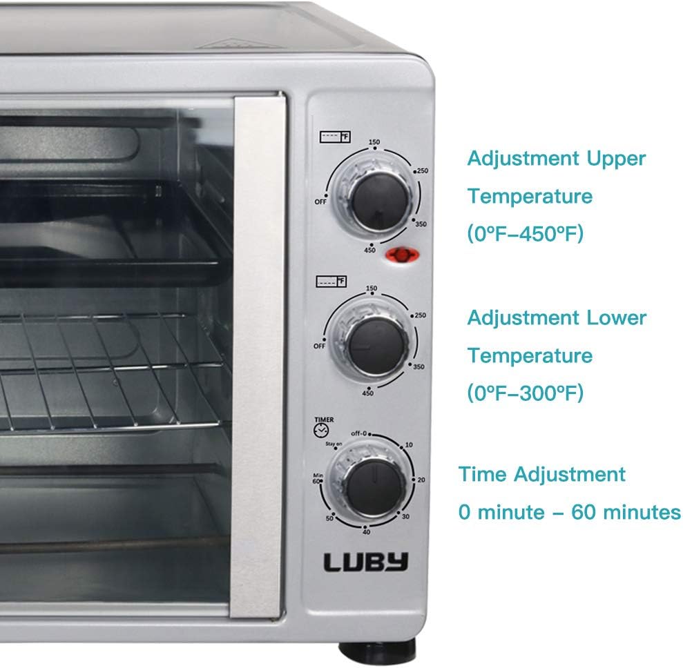 Luby Extra Large 55L Toaster Oven 18 Slices 14 Pizza 20lb Turkey Silver