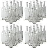 FastRack - 750ml Clear Bordeaux Wine Bottles (Pack of 48) | W5 Clear/Flint Flat-Bottomed Cork Top Liquor Bottles | 750 ml Glass Bottle for Wine Making | 4 Cases of 12 - NO CORKS INCLUDED