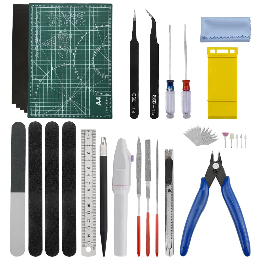 BGTXINGI 33PCS Modeler Basic Tools Craft Set Gundam Model Tools Kit Hobby Building Tools for Model Assemble Car Model Building Repairing and Fixing DIY Craft Kit