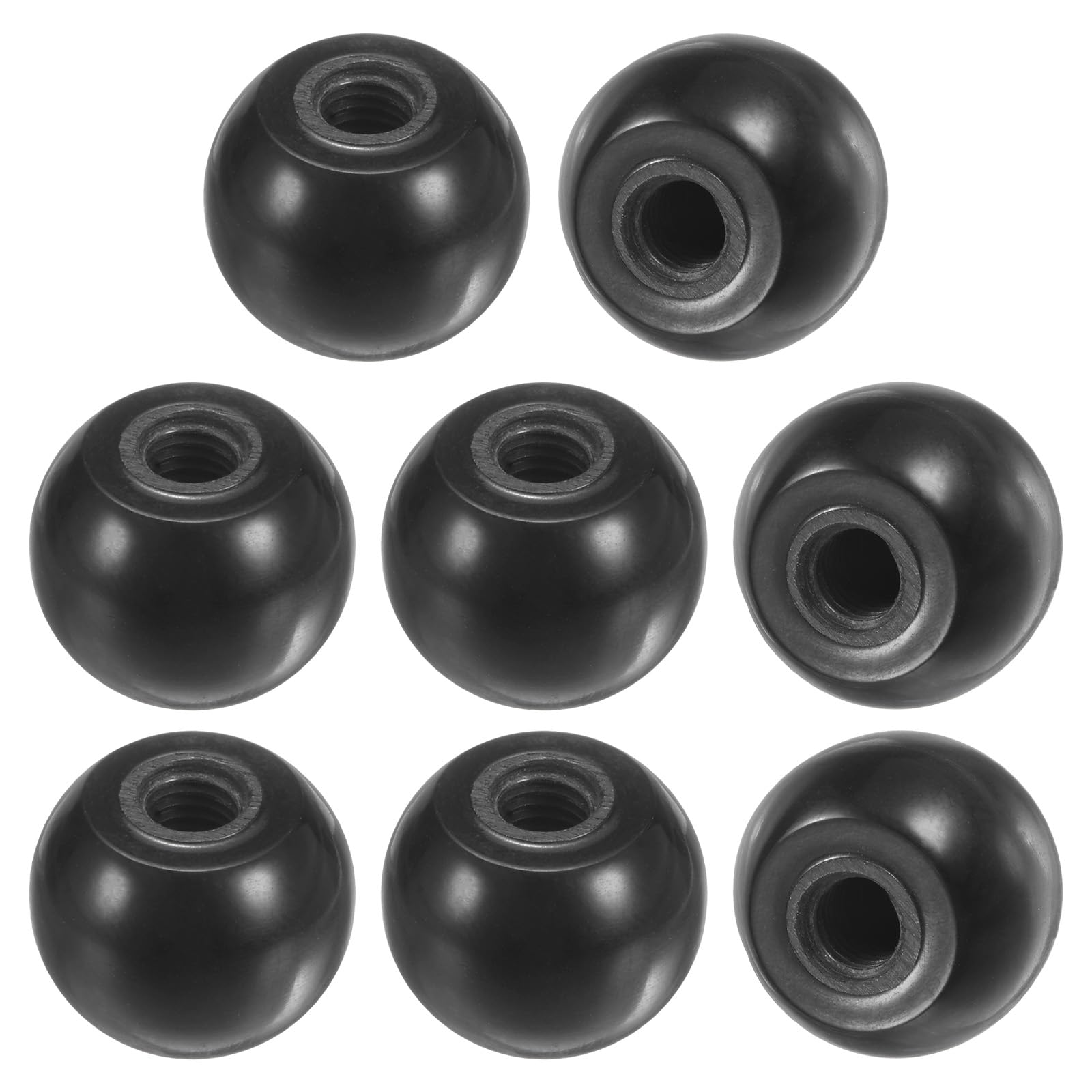 M METERXITY 8-Pack Threaded Ball Knobs, M5 Female Thread 16mm Dia. Thermoset Ball Knob for Lathe/Machine/Lawn Mowers, Round Phenolic Lever Handle [Black]