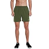 EZRUN Men's 5 Inches Running Workout Shorts Quick Dry Lightweight Athletic Shorts with Liner Zipper Pockets