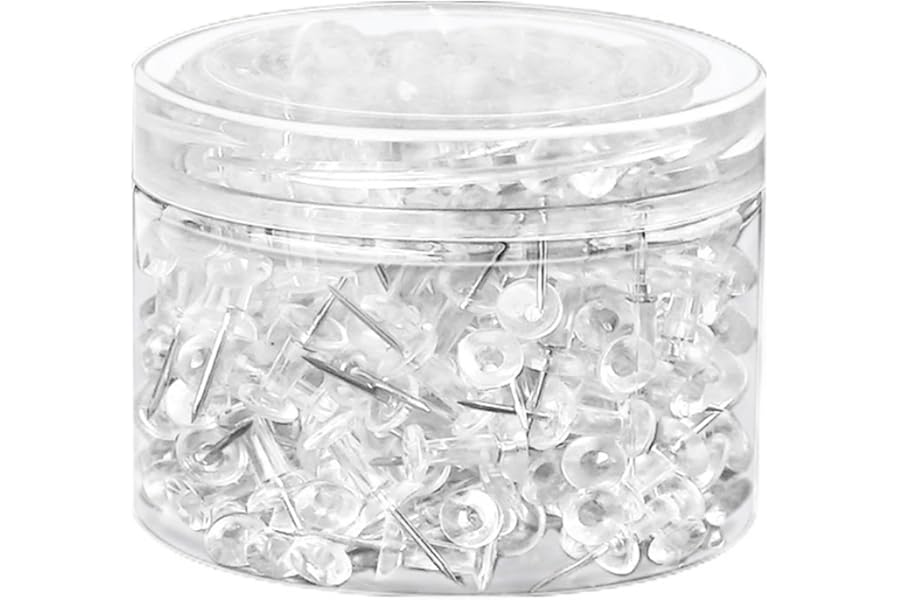 500 Clear Push Pins – Steel Point with Plastic Head, Decorative Thumb Tacks for Bulletin Board, Corkboard, Maps, Photos, Office Use Lawn, Yard, Deck Cleaning 1