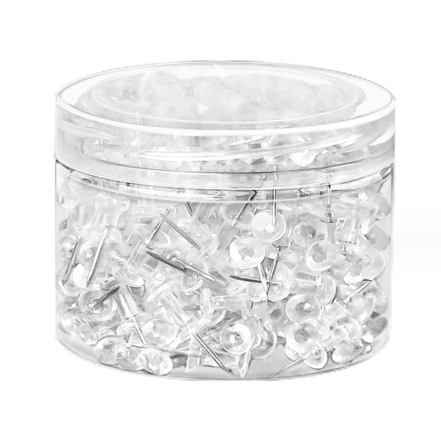 500 Clear Push Pins – Steel Point with Plastic Head, Decorative Thumb Tacks for Bulletin Board, Corkboard, Maps, Photos, for Lawn, Yard, Patio, Garden Cleaning 1