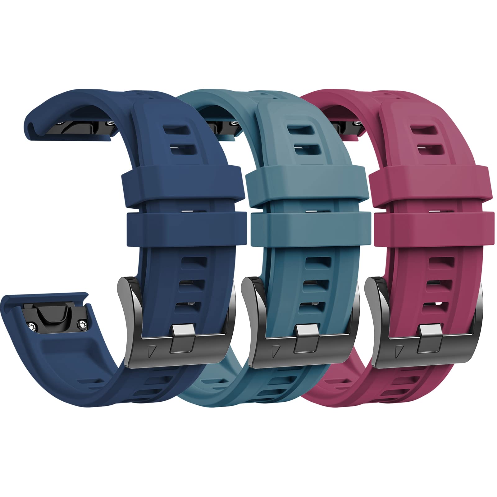 lepmok 20mm Women Strap for Garmin Fenix 7S/Fenix 7S Solar/Fenix 7S Sapphire Solar/Fenix 6S/Fenix 6S Pro/Fenix 5S/Fenix 5S Plus (3-Pack) (Midnight Blue/Steel Blue/Sangria)