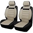 CAR PASS 3D Foam Back Support,Universal Two Front Car Seat Cover Cloth -100% Comfortable &Breathable& All Season. Fit Automotive,SUV,Sedan,Van, Airbag Compatible Elegance Stylish (BLK Beige