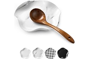 ABRUTY Spoon Rest for Stove Top, Ceramic Spoon Holder for Counter, Modern Farmhouse Decor Accessories for Spatula,Spoons (C-Marble, Flower-Shape)