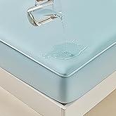 Tokokimo Ice-Silk Cooling Queen Size Mattress Protector - 100% Waterproof 3D Air Fiber Bed Cover with Deep Pocket, Ultra Soft Breathable Noiseless Mattress Pad Cove